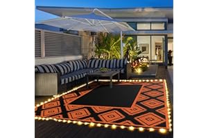 TooLion Outdoor Rug with Light 8x10ft Waterproof - Outdoor Plastic Straw Rug with Lights Area Rugs Patio Indoor Outdoor Rug Reversible Plastic Camping Rugs RV Porch Deck Camper Balcony Backyard