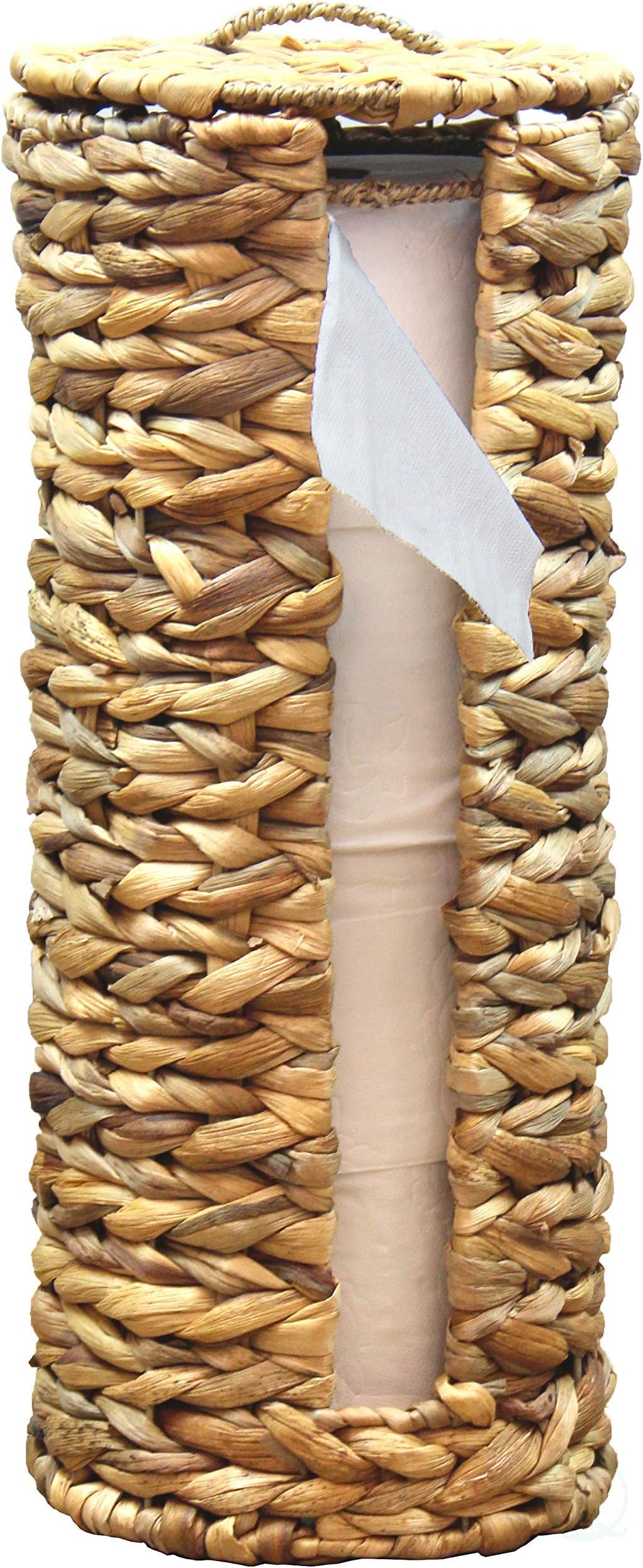 VintiquewiseWicker Water Hyacinth Tall Toilet Tissue Paper Holder for 4 Wide Rolls