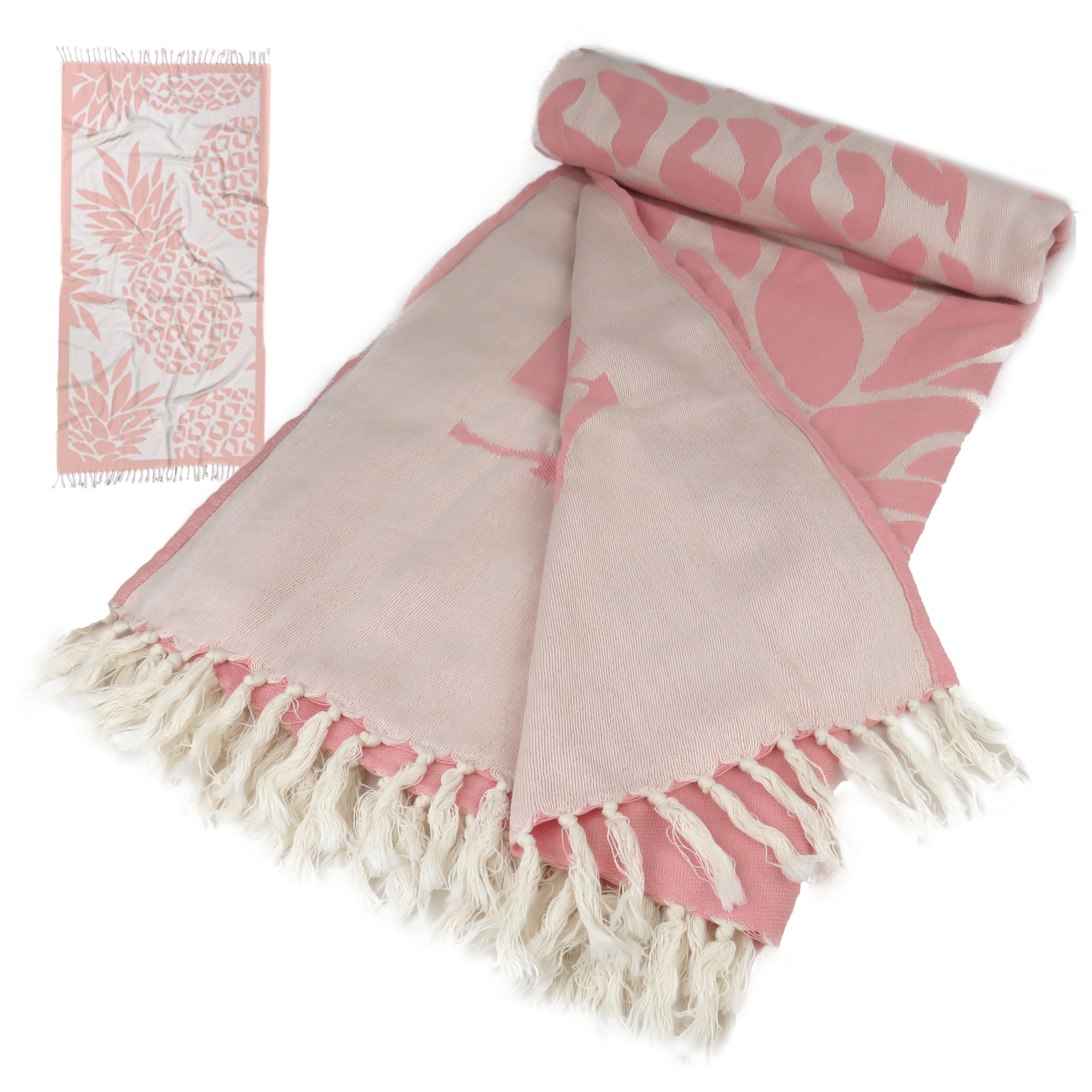 Photo 1 of HonestBaby Extra Large Throw Beach Towel, 100% Organic Cotton for Baby Boys, Girls, Unisex, Pink Pineapple, One Size