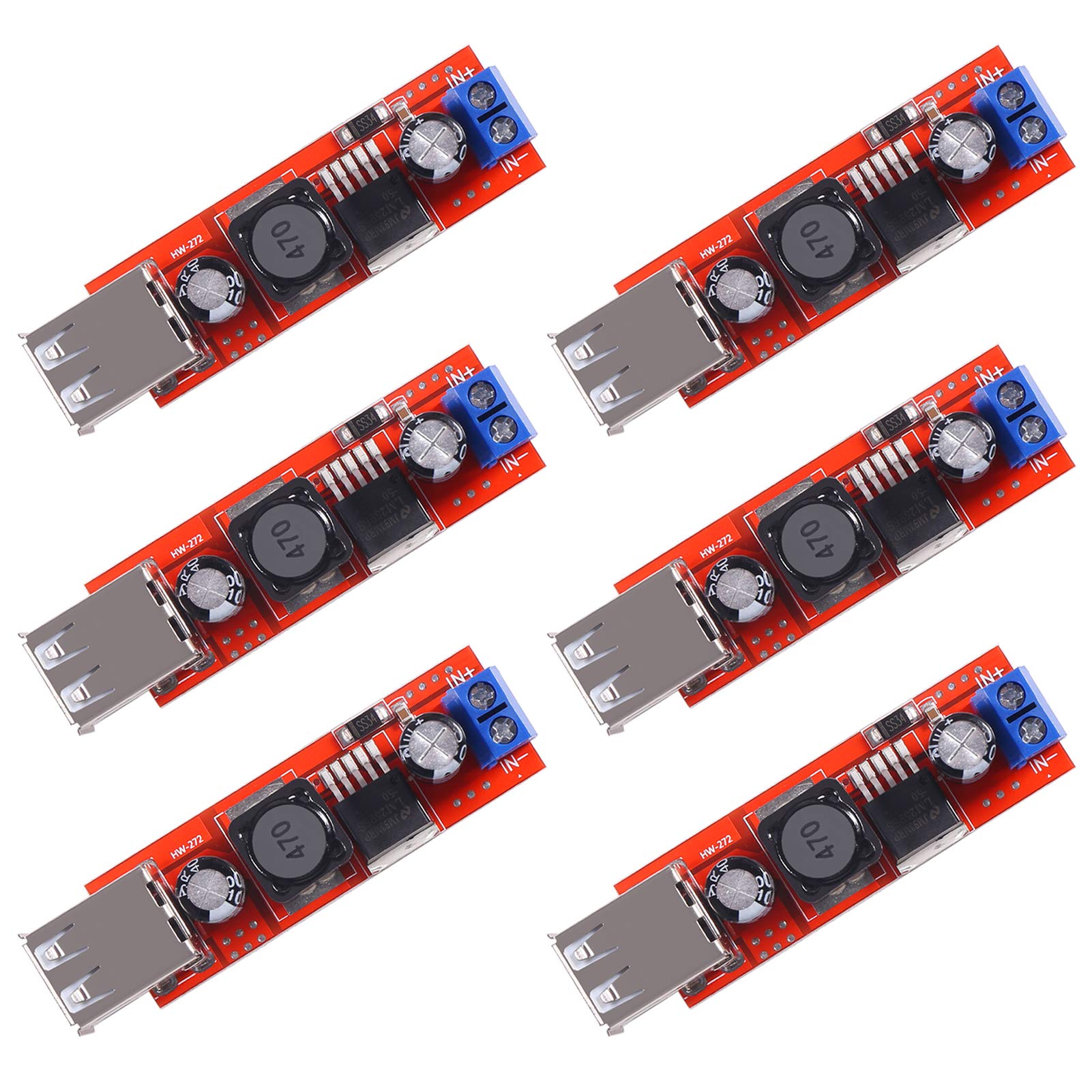 AITRIP 6 pcs Dual USB 9V/12V/24V/36V to 5V Converter DC-DC 3A Step Down Power Module Double USB Step-down Converter Module