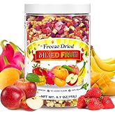 6.7oz Freeze Dried Mixed Fruit Pieces, 6-Fruit Blend for Snacking &amp; Baking | Crispy Strawberry, Dragon Fruit, Apple, Mango, Banana &amp; Peach for Families, Lunchboxes, Office, Yogurt, Desserts &amp; Parties