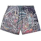 BOOMLEMON Mens Mesh Graphic Shorts Retro Designer Basketball Athletic Shorts Summer Casual Cool Streetwear Short Pants
