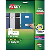 Avery Removable ID Labels, Sure Feed Technology, Removable Adhesive, 1" x 2-5/8", 750 Labels (6460)