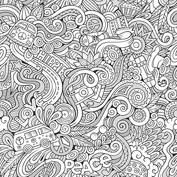 Artzfolio Hippie Style Cartoon Doodles D1 Canvas Painting Mdf Wood Mounting Frame 16inch X 16inch 40 6cms X 40 6cms Amazon In Home Kitchen