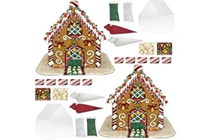 BAKERY BLING Set of 2 Candy Cane Lane Designer Insta-Houses™ Gingerbread Decorating Kits | All-Natural, Nut-Free, Dairy-Free, OU Kosher | Holiday Fun for Families & Gift-Giving