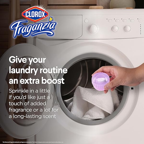 CLOROX FRAGANZIA LAUNDRY SCENT BOOSTER CRYSTALS IN LAVENDER WITH EUCALYPTUS SCENT, TWIN PACK, SCENTED IN-WASH FRESHENER BEADS FOR FRESH, CLEAN, GREAT SMELLING CLOTHES AND LINENS, 18 OZ – 2 PACK