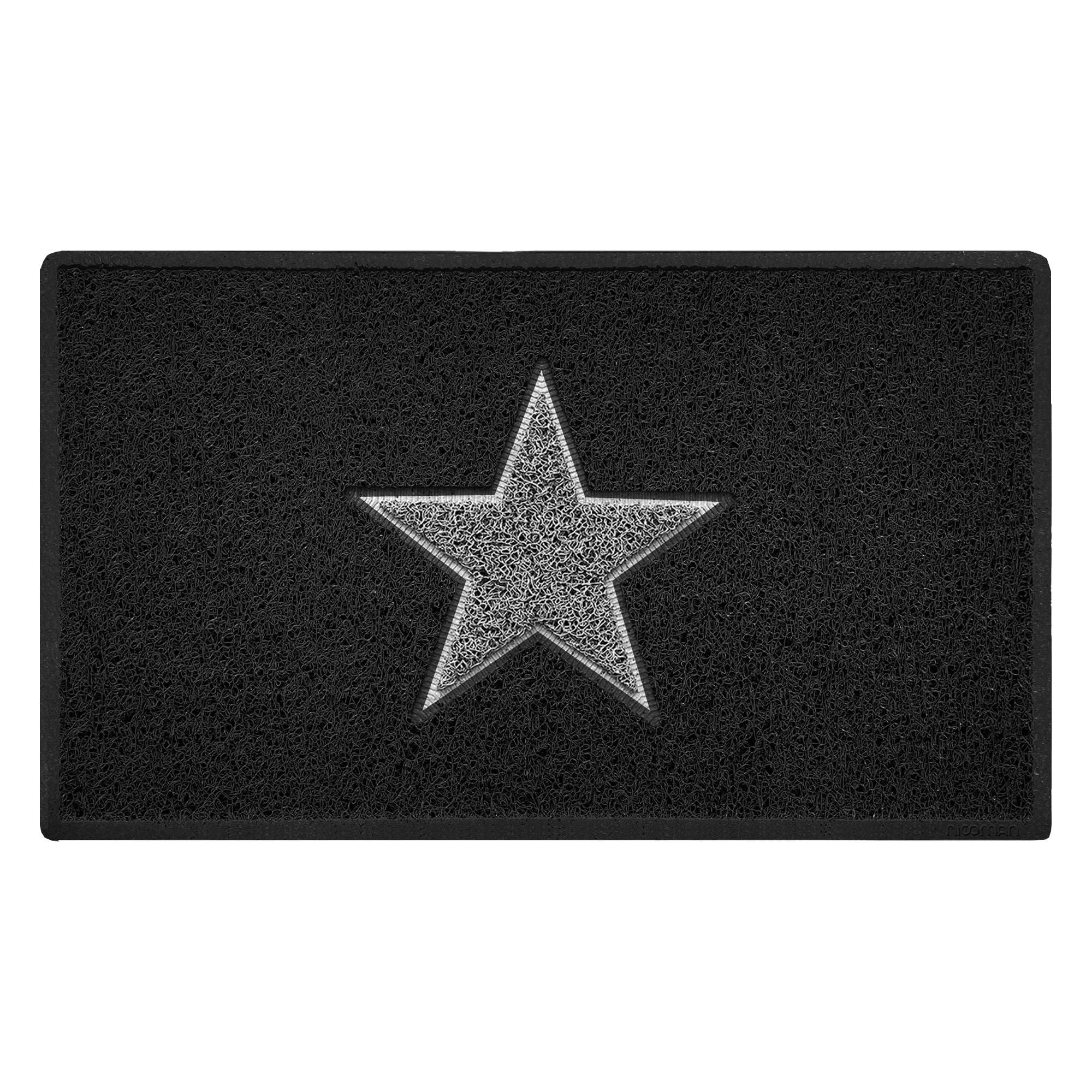 Nicoman STAR Door Mat｜Entrance Barrier Dirt-Trapper Floor Mat｜Patio Garden Conservatory Doormat｜Indoor Outdoor Matt (75x44cm,Black with Grey Star)