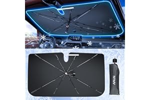 NTMY [2024 Upgraded Seamless Full Cover] Windshield Sun Shade Umbrella for Car [Nano Ice-Crystal Coating] Protect Car Interior from Sun Ray & Heat, Foldable Front Window Sunshade, Medium(57" L X 31" W)