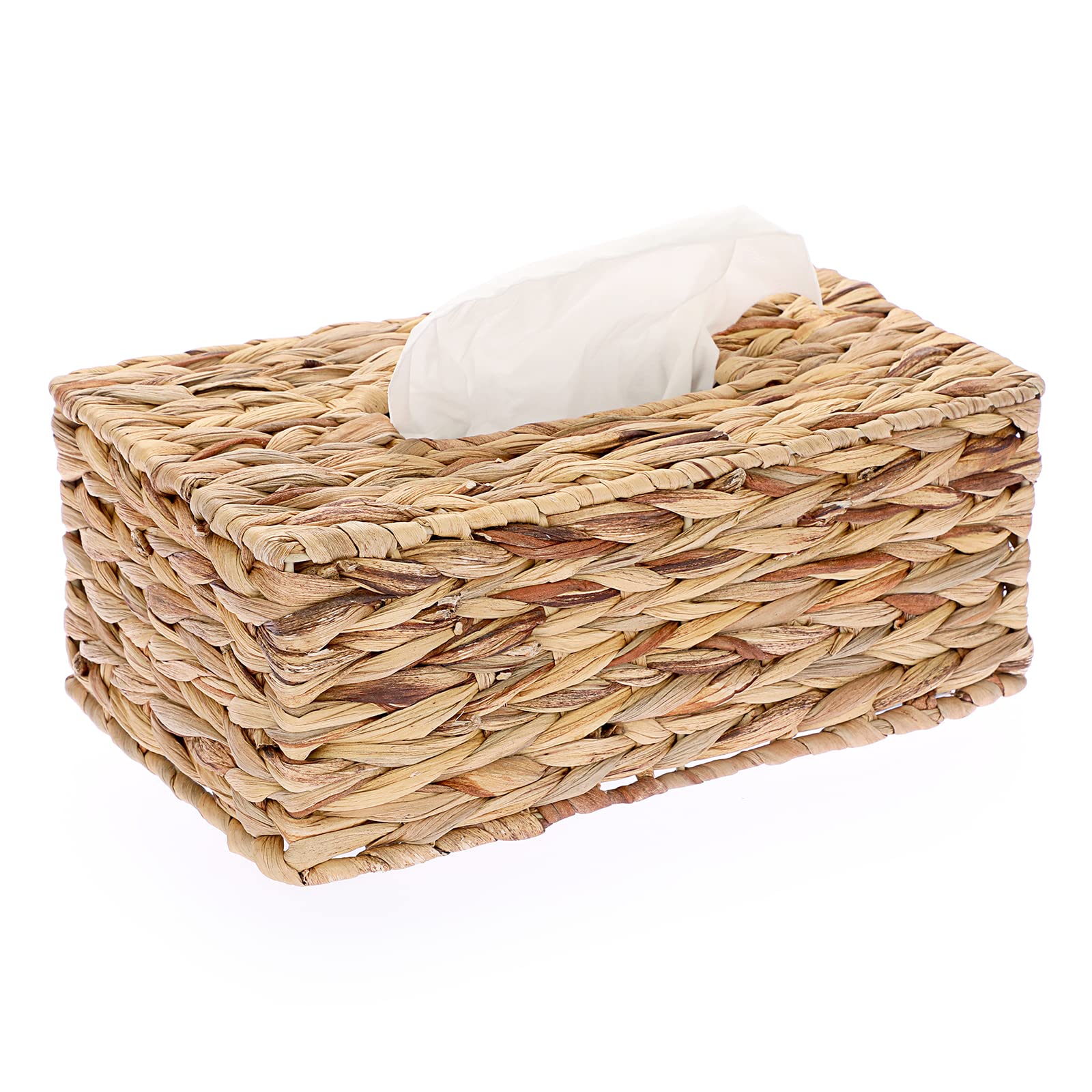 BSTKEY Water Hyacinth Facial Tissue Cover Decorative Hand Woven Paper Holder, Household Tissue Storage Organizer Tissue Paper Holder (Rectangular)