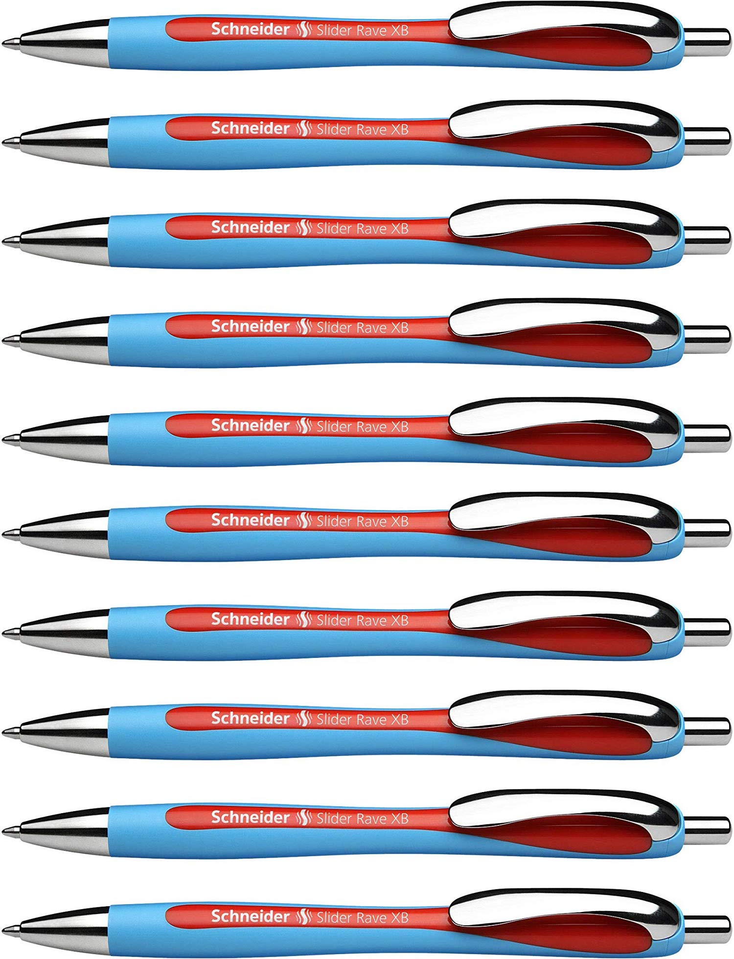 Schneider XB Ballpoint Pen (Stroke Width XB Permanent Refill, Made in Germany), 10 Stück, red