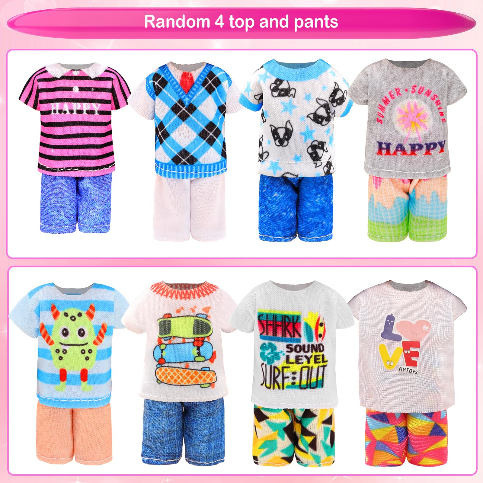 Miunana 25 PCS 5.3 Inch Girl Doll Clothes Dress Outfits and Shoes with 4 Pairs of Shoes for 4-6 Inch Girl Dolls Clothes and Accessories Doll Top and Pants Wings