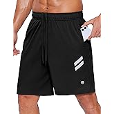 PINSPARK Men's Athletic Running Shorts Quick Dry Lightweight Gym Shorts 7 Inch Workout Shorts with Zipper Pockets