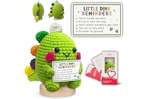 Gossby Handmade Positive Dinosaur Crochet - Inspirational Gift for Women - Little Dino Reminders - Christmas, Birthday, Emotional Positive Energy Gift for Coworker, Sister, Friend, Teacher