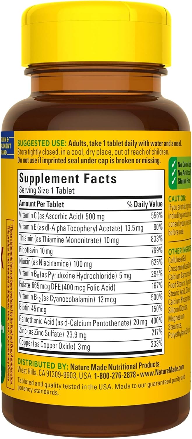 Nature Made Stress B-Complex with Vitamin C and Zinc Tablets, 75 Count (Packaging May Vary): Health & Personal Care