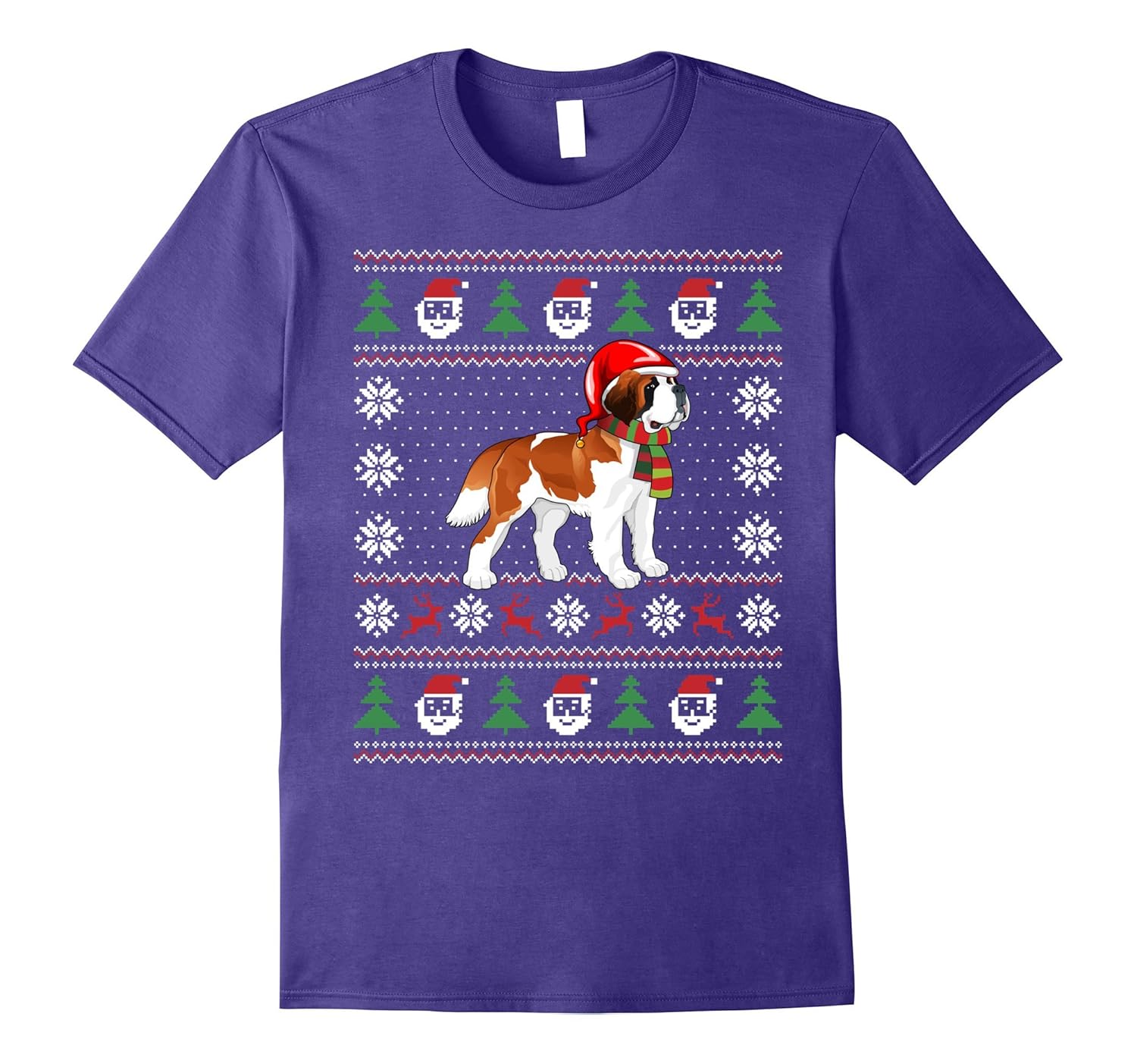 Saint Bernard Dog with Santa Hat T-Shirt for Christmas-ANZ