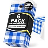 Grandipity Disposable Table Runner for Parties 6 Pack (14 x 108 Inch) | Blue Gingham Disposable Table Runners for Parties, Plastic Table Runners Disposable, Centerpiece for Tables