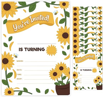Amazon Com Sunflower 1 Happy Birthday Invitations Invite Cards