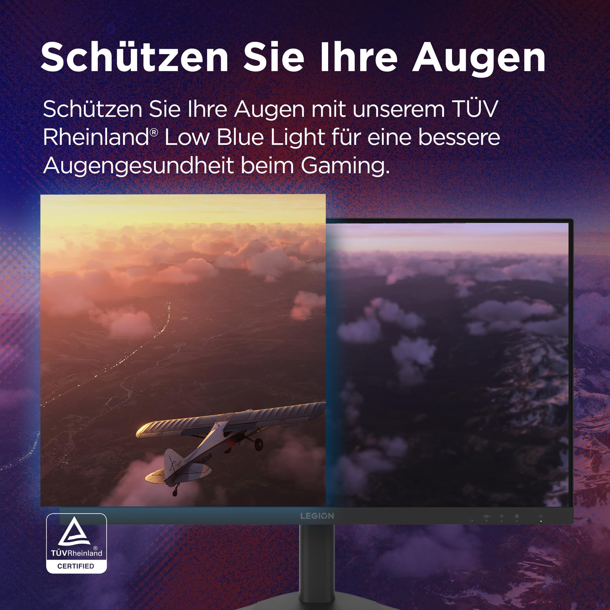 Lenovo Legion R24s | 24" Full HD Gaming Monitor | 1920x1080 | 16:9 | 144Hz | 1ms Reaktionszeit | HDMI | DisplayPort | IPS-Panel | Standfuß | Entspiegelt | TÜV Augenschutz | schwarz | 3.5. kg 4
