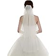 Edith qi Women's Simple Tulle Bridal Veils Short Wedding Veils For Brides Bachelorette Party Ivory White,Free Size