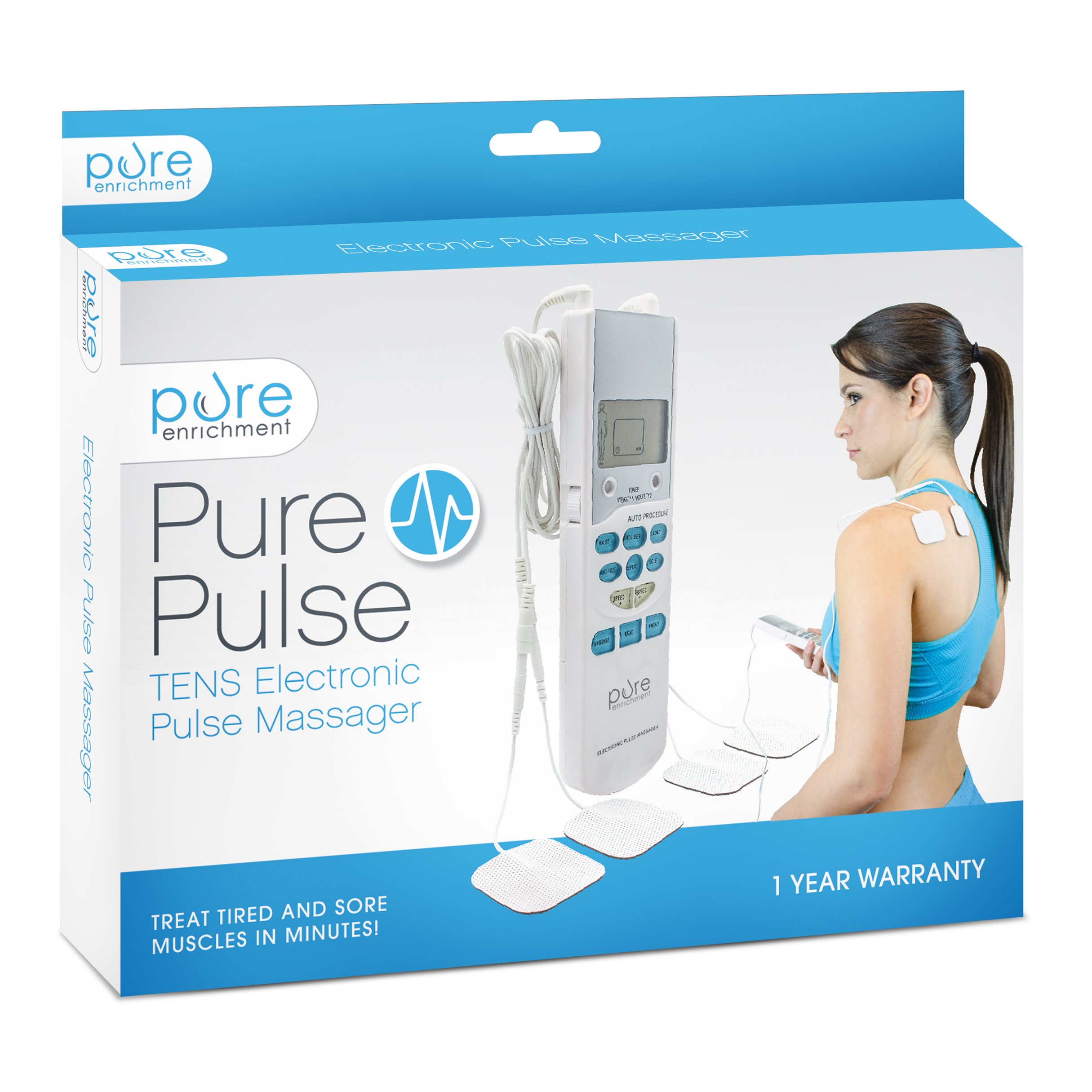 PurePulse Electronic Pulse Massager Portable Handheld TENS Unit
