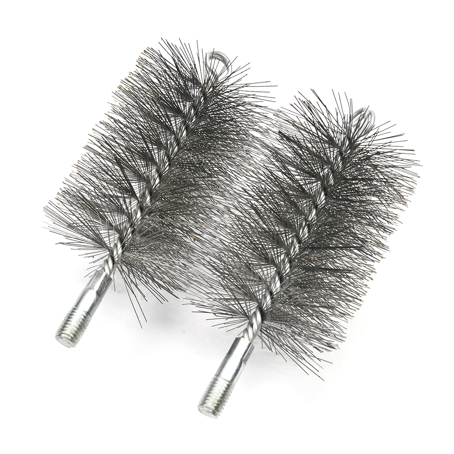 Utoolmart Steel Wire Tube Cleaning Brush, Round Chimney Cleaning Brush, M12 Threaded Interface Cleaning Brush, 80mm Diameter 160mm Length, 2pcs