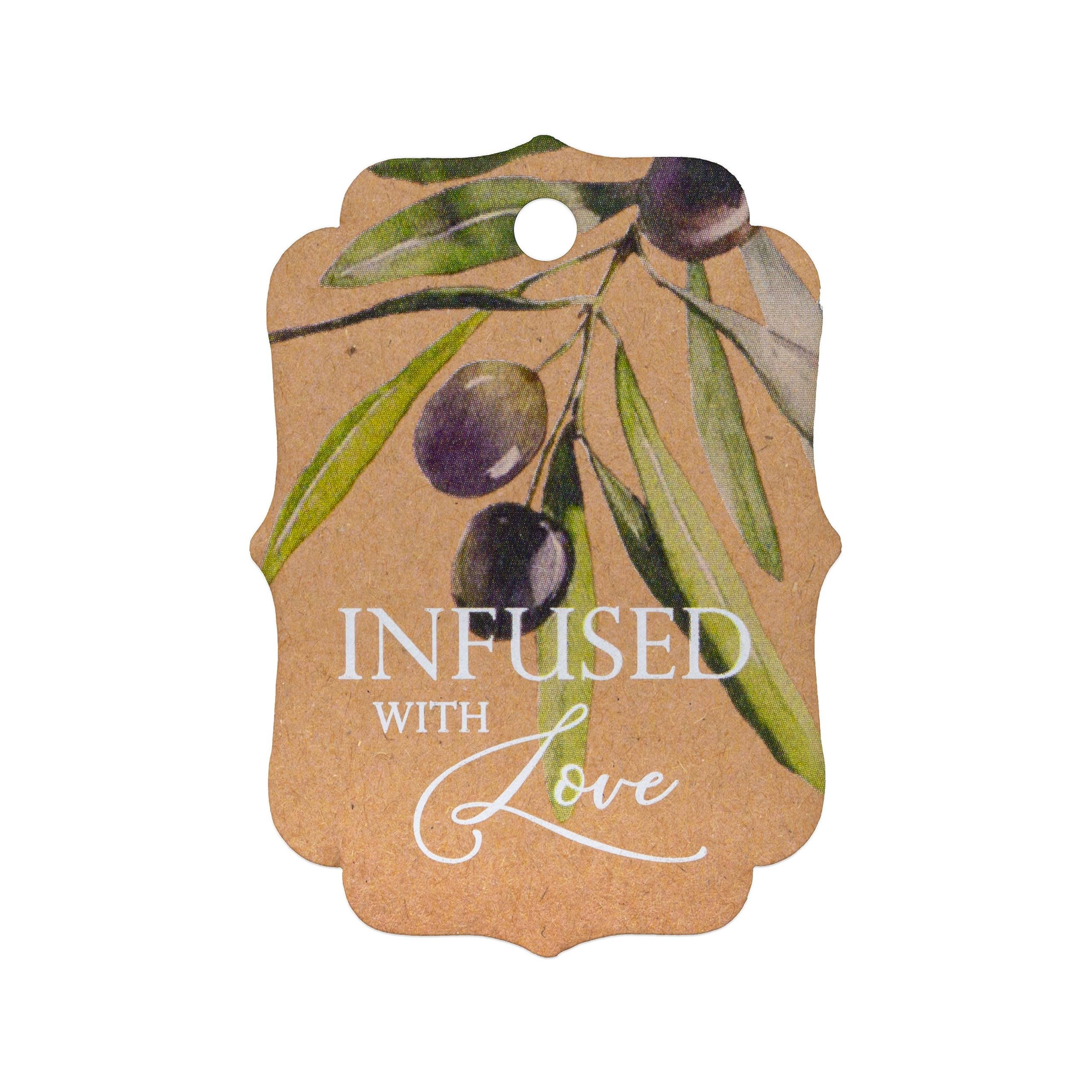 Summer-Ray 50pcs Watercolour Olive Twig Infused with Love Gift Tags Olive Our Love and Thanks Greek Wedding (Kraft Brown, Little Violin)