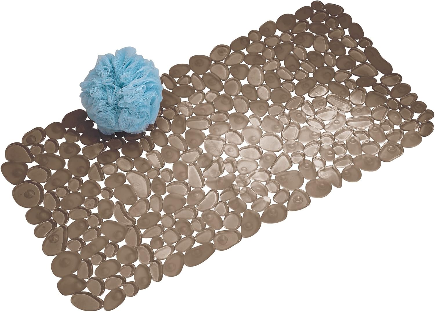 iDesign Pebblz Suction Non-Slip Bath Mat for Shower, Bathtub, Stall, 26" x 13.5", Brown: Home & Kitchen