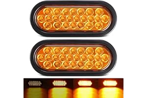 Partsam 2Pcs 6.3" LED Oval Amber Strobe Lights 24LED Recessed with Triple Flash Patterns for Truck Towing Trailer Lights Lamp