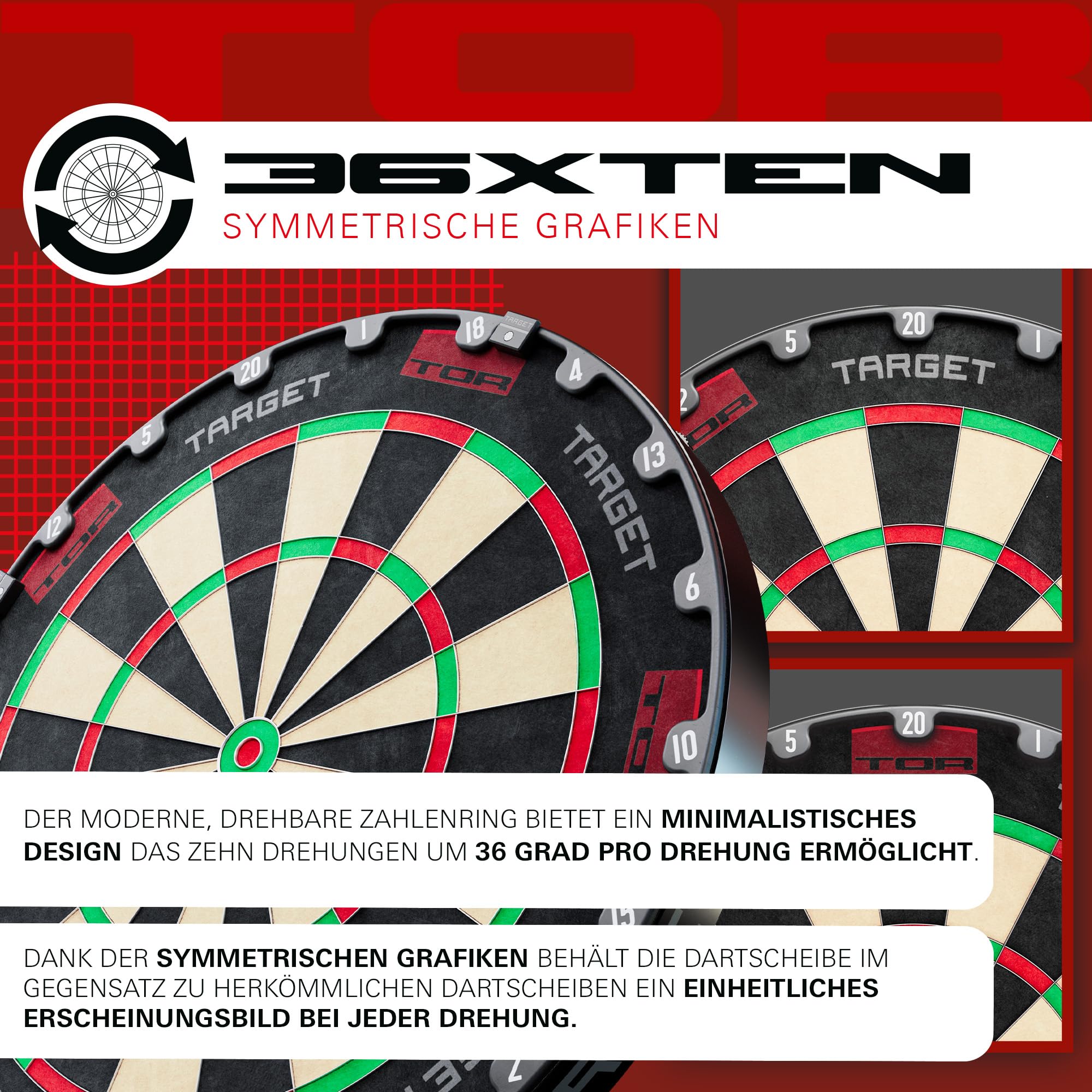 Target Darts Tor Dartscheibe Steeldart, Steeldartscheibe | Professionelle Dartscheibe mit Befestigungsset, moderner rotierender Zahlenring, Premium-Sisal aus Madagaskar Dart Scheibe 5