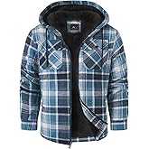 SCODI Men's Flannel Jacket Sherpa Lined Hoodies Zip Up Fleece Plaid Shirt Jackets Winter Outdoor Coat Warm Outwear