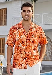 HISDERN Mens Short Sleeve Hawaiian Shirts Casual