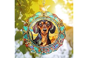 64decals 64memory Dachshund Wind Spinner - Hanging 3D Outdoor Decoration for Yard and Garden - Unique Gift