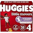 Huggies Size 4 Diapers, Little Movers Baby Diapers, Size 4 (22-37 lbs), 58 Count