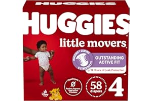 Huggies Size 4 Diapers, Little Movers Baby Diapers, Size 4 (22-37 lbs), 58 Count