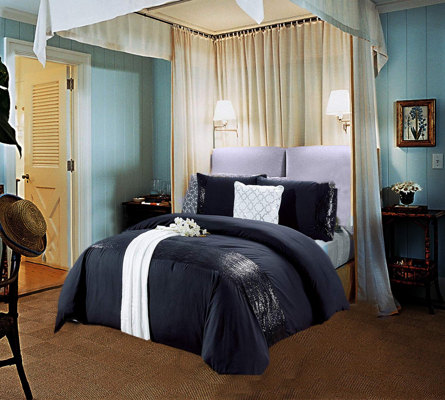 AMEHA Easy Care Duvets Set Brushed Cotton King Size Duvet Cover Bedding