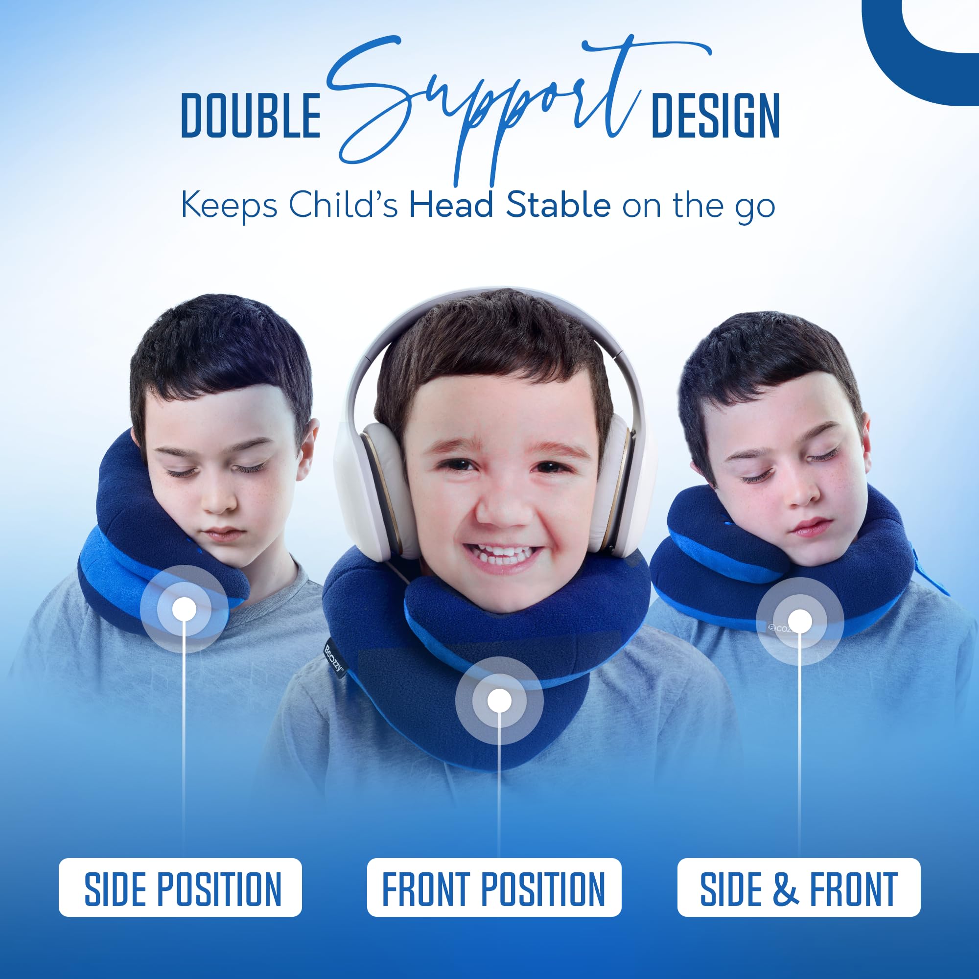 BCOZZY Kids Travel Neck Pillow (3-7 Y/O)- Patented Soft Toddler Pillow for Head & Chin Support in Car Seat, Airplane, and Road Trip Sleeping. Adjustable Size. Fully Washable. Carry Bag. Small, Gray