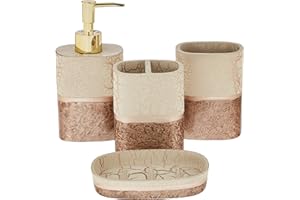 Sweet Home Collection Bathroom Accessories Unique Collections Modern Classic Contemporary Decorative Beautiful Designs Bath Shower Tub Décor, 4 Piece Set, Parker