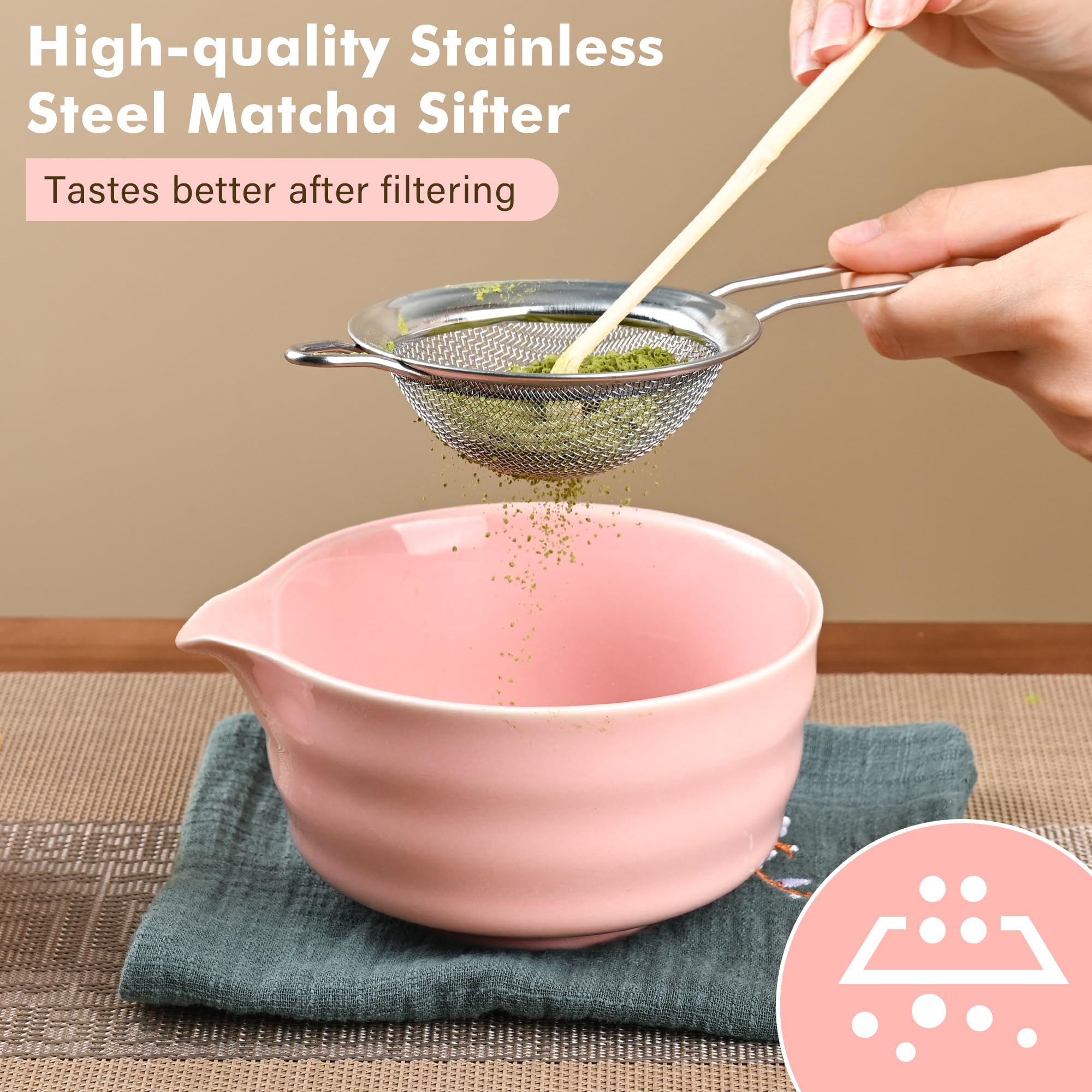 Matcha-Schneebesen-Set – Japanisches Matcha-Tee-Set für den Haushalt für Teeliebhaber (Pink) 3