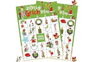 GENERIC Christmas Bingo Game for Large Group Xmas Party Games for Kids 24 Players Bingo Cards Activitiesfor School Classroom Family Favors Activities Supplies