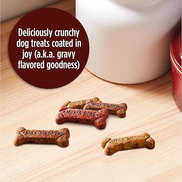 MILK-BONE GRAVY BONES DOG TREATS WITH 4 SAVORY MEAT FLAVORS COATED IN GRAVY, 7 POUND