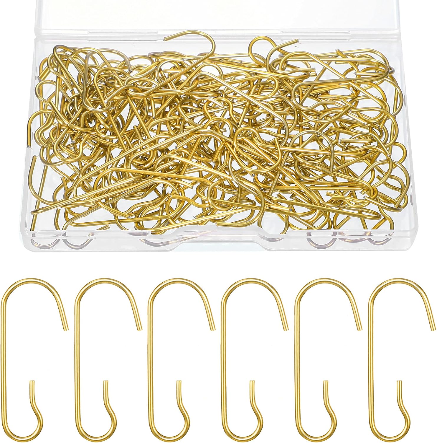 Ornament Hooks - Christmas Ornament Hooks Halloween Ornament Hangers Bendable Metal Wire Hanging Hook Ornament Hooks with Storage Box for Christmas Tree Halloween Party Decor(Gold,120 Pieces)
