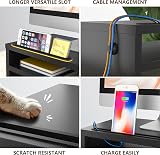 RFIVER Wood Monitor Stand Riser Desk Riser with Phone Holder 2 Tiers Black view 4