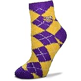 For Bare Feet NCAA Argyle Fuzzy Sleep Socks-Medium