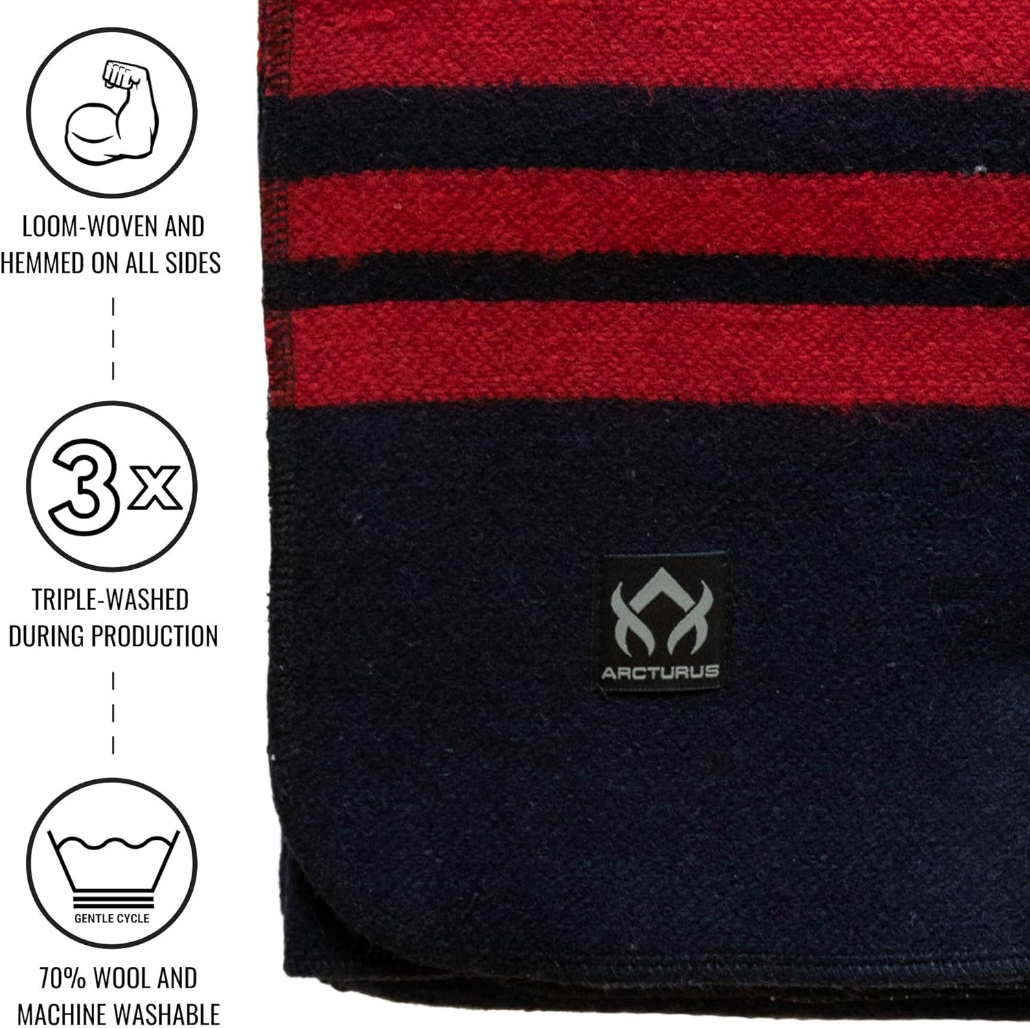 Arcturus Mt. Rainier Wool Blanket - Over 4 Pounds Warm, Heavy, Washable, Large | Great for Camping, Outdoors, Survival & Emergency Kits (Lava Canyon) : Sports & Outdoors