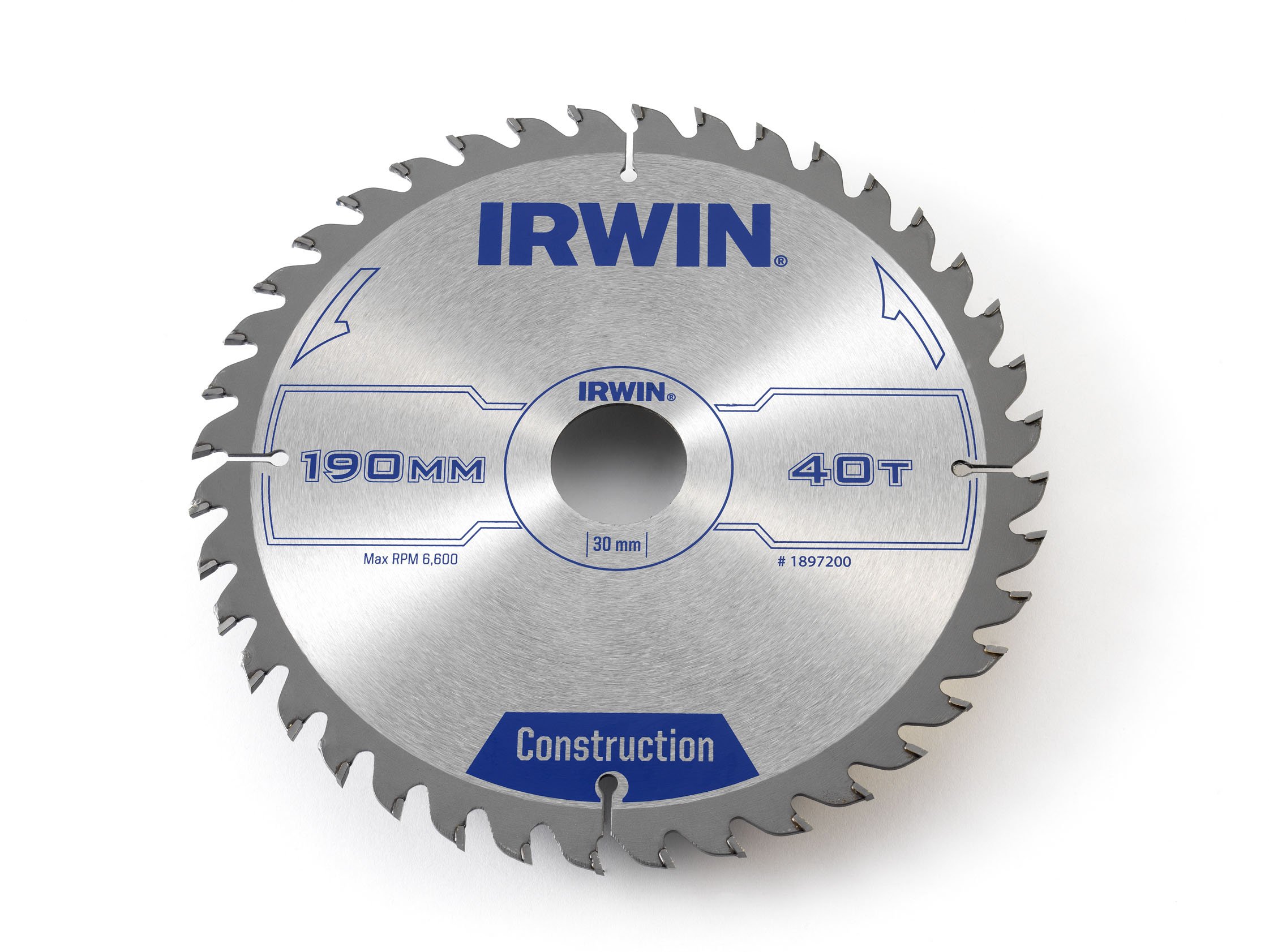 IRWIN IRW1897200 190 x 30mm 40-Teeth Circular Saw Blade with ATB Tooth Grind