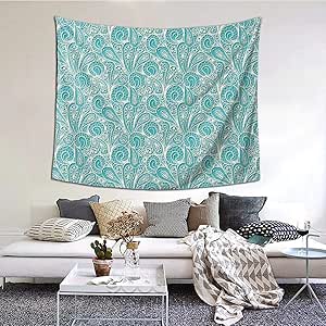 LASINSU Tapiz de Regalo,Estampado de patrón de Encaje romántico Verde