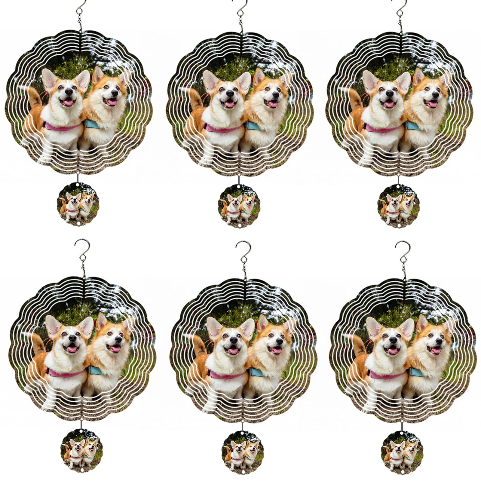 Sublimation Wind Chime, Spinner DIY Blank Rotating, Hanging Garden Ornaments for Outdoors Indoors Balcony Tree Patio Backyard Home Decor (6Pcs)