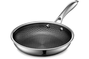 HexClad Hybrid Nonstick Frying Pan, 8-Inch, Stay-Cook Handle, Dishwasher and Oven Safe, Induction-Ready, Compatible with All 