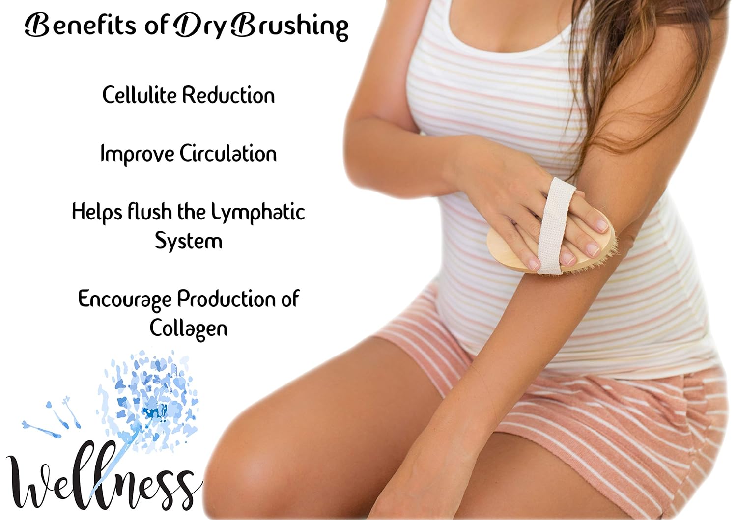 Opaz Dry Body Brush 2 pack Natural Bristle for Dry Skin - Exfoliator scrubber - wet or dry scrub Smooth cellulite - Stimulate blood flow : Beauty