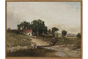 ARPEOTCY Vintage Wall Art, Marsh Farm Cottage Retro Painting, Framed Art Decor Aesthetic, 12x16 Inch Canvas Print Artwork, Nature Landscape Farmhouse Wall Pictures for Bedroom Kitchen Shelf